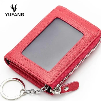 

YUFANG Women Wallet Genuine Leather Coin Purse Female Zipper Leisure Card Holders Fashion Short Mini Purses Natural Leather