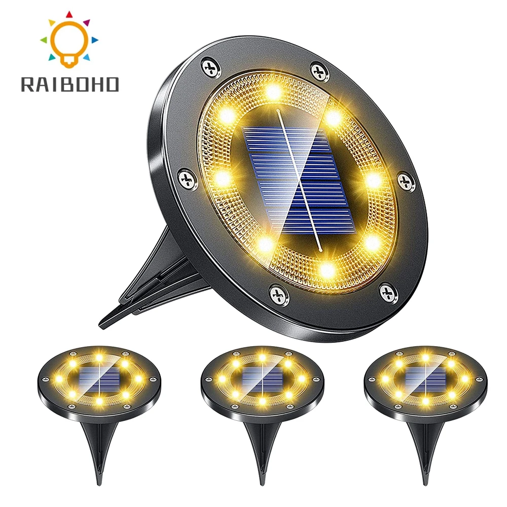 

4Pcs 8LED Solar Garden Lights Outdoor Wateproof Solar Powered Ground Light Pathway Deck Lights for Home Yard Driveway Lawn Road