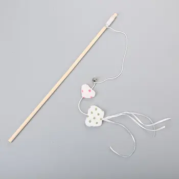 

Pet Cat Toy Cute Wood Rod Wave Point Bird Mouse Shape With Bell Playing Cat Sticks