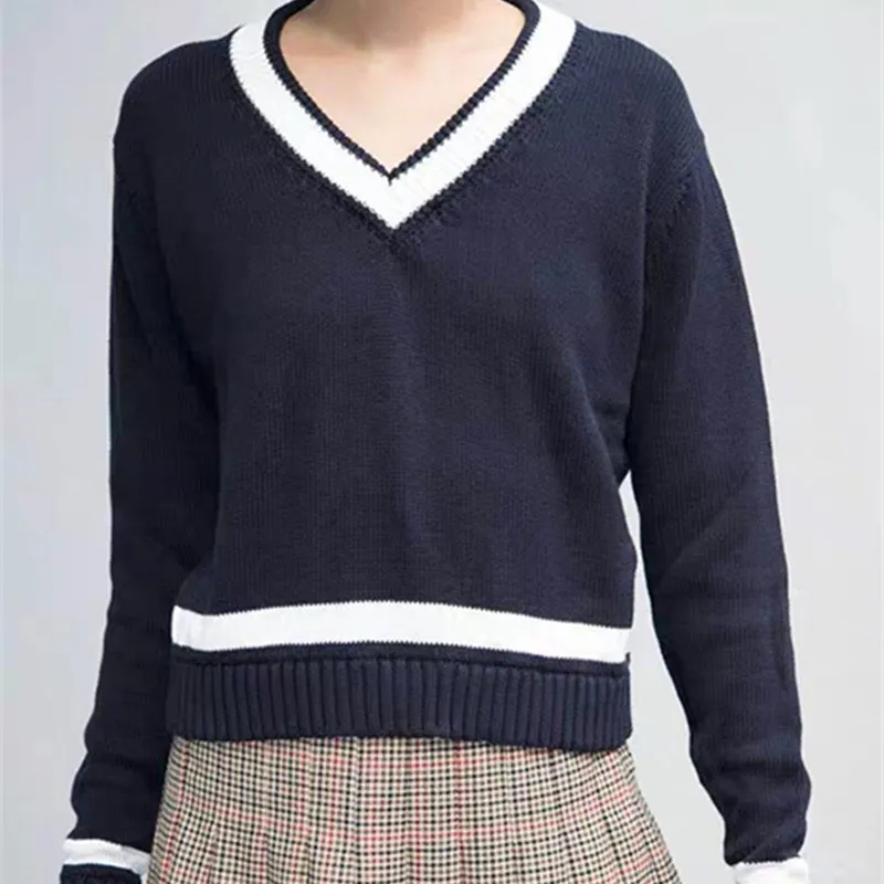 

Women's Long Sleeve V Neck Brandy Sweater Ladies' Casual Tops Knitted Pullover Autumn Winter Clothing 2023 New