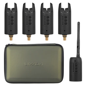 

Lixada Wireless Digital Fishing Alarm Set Fishing Bite Sound Alert Kit Changeable Color LED Alarm Indicator With Portable Case