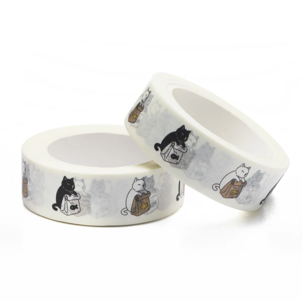 

NEW 1PC 15mm x 10m Cat Food Icon Kitten Cartoon Washi Tape Scrapbook Paper Masking Adhesive Washi Tape