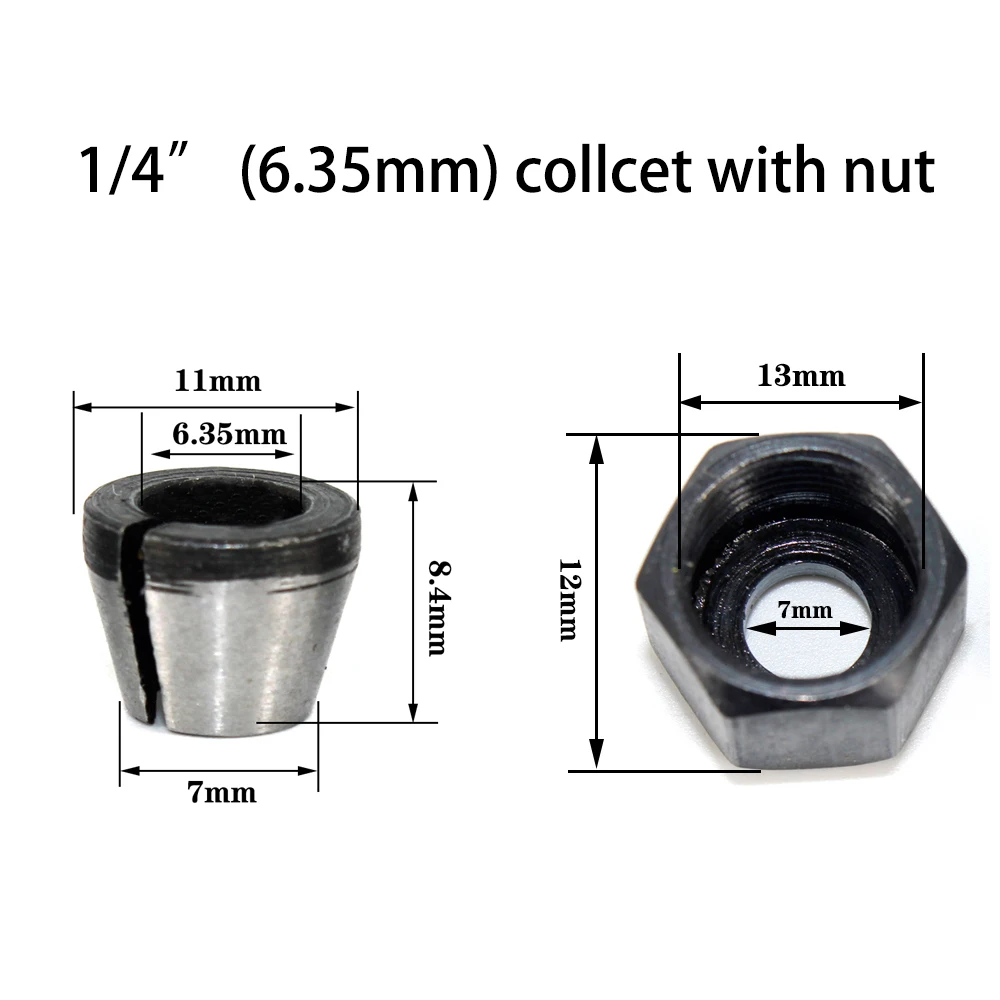 LAVIE 2 pcs set 6mm or 6.35mm or 8mm collet chuck with nut Engraving Trimming Machine Electric Router Milling Cutter Accessories