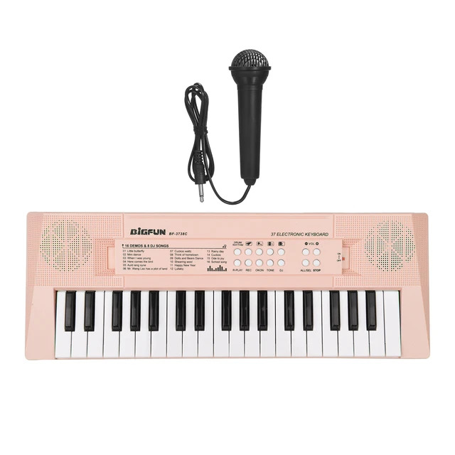 Teclado Infantil Musical Piano 37 Músicas com Microfone Rosa - Fun