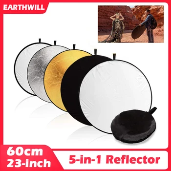 

23-inch / 60cm 5-in-1 Collapsible Multi-Disc Light Reflector Flash Accessories for Photography Studio with Carrying Bag