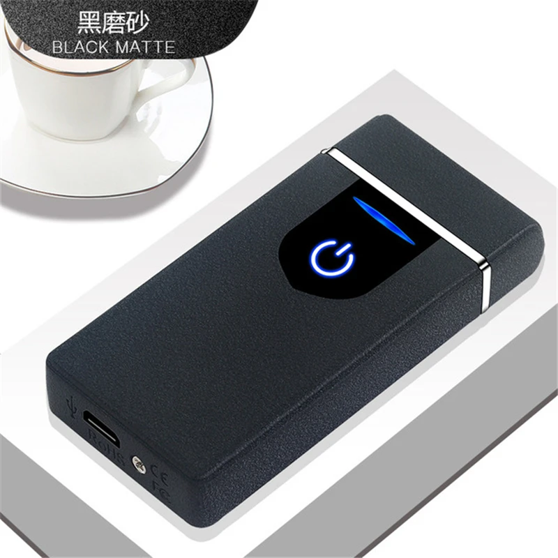 Matte Black Новые двухдуговые Плазменные USB ветрозащитные, импульсные индукционные прикуриватели металлические электронные умные зажигалки гаджеты для мужчин - Цвет: Matte Black