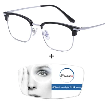 

Women Men Titanium Temple Eyebrow Anti Blue Light Blocking Prescription Glasses UV Protect Myopia Lens Optical Frame Eyeglasses