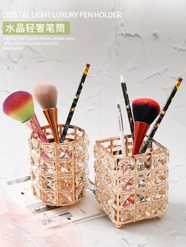 

crystal Makeup brush Nail art tool Receive a case organiser office storage girl shine cosmetics Brush brush pot decorations
