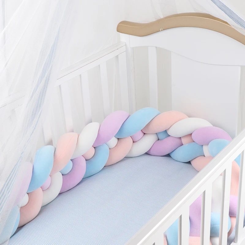16 см ширина 4 узлы детская плетеная кроватка кровать бампер декоративная коса кроватка постельные принадлежности детские плюшевые узелки косички защита для кроватки бампер