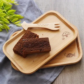 

Beech-made Wooden Dish Dessert Dish Western Food Baking Kitchen Japanese-style Long-shaped Wooden Dinner Plates Tableware