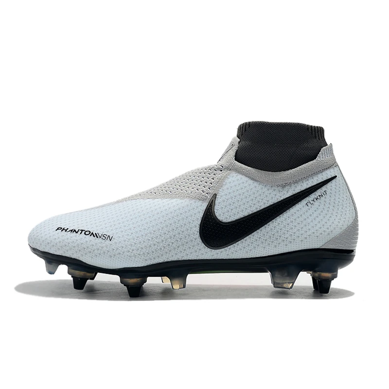 Nike Phantom VSN Elite DF SG-Pro футбольная обувь с защитой от засорения футбольная обувь с высоким голенищем бутсы уличные мужские мягкие футбольные бутсы Groud - Цвет: White Black