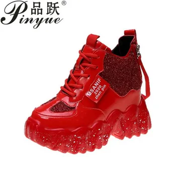 

Trendy Shoes Women High Top Sneakers Women Platform Ankle Boots Basket Femme Chaussures Femmes Height Increase Shoes