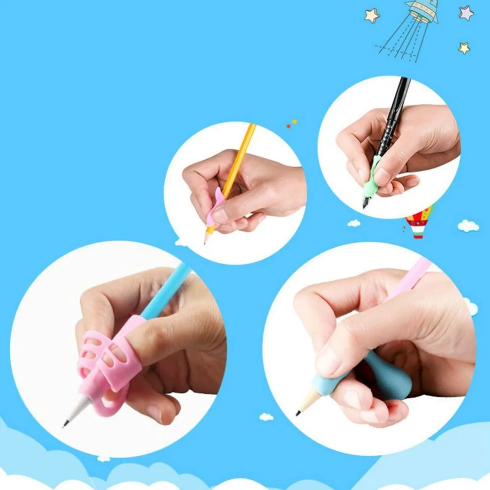 13pCS/Pack Children Anti-Shortsighted Pencil Grip Silicone Pencil Holder Pen Writing Aid Grip Posture Correction Device Tool