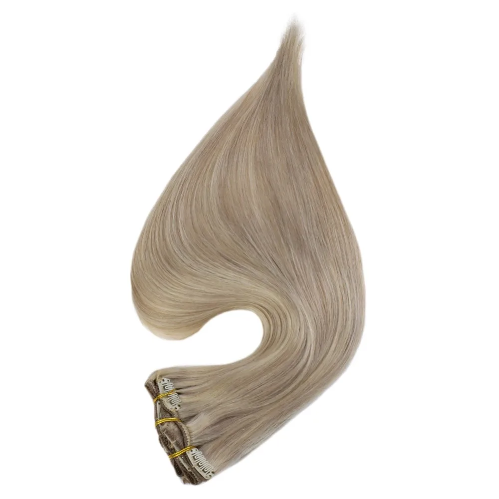 Полный блеск настоящие человеческие волосы клип в расширениях 9 штук #18 пепельный блондин и 613 блондинка клип на волосы подчеркивает полное