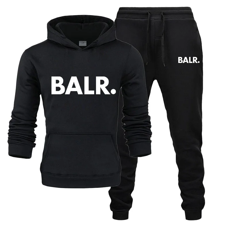 BALR. ブラック フード付きジャケット & ジャージパンツ セット Balr ブランド メンズ トラックスーツ パーカー パンツ セット