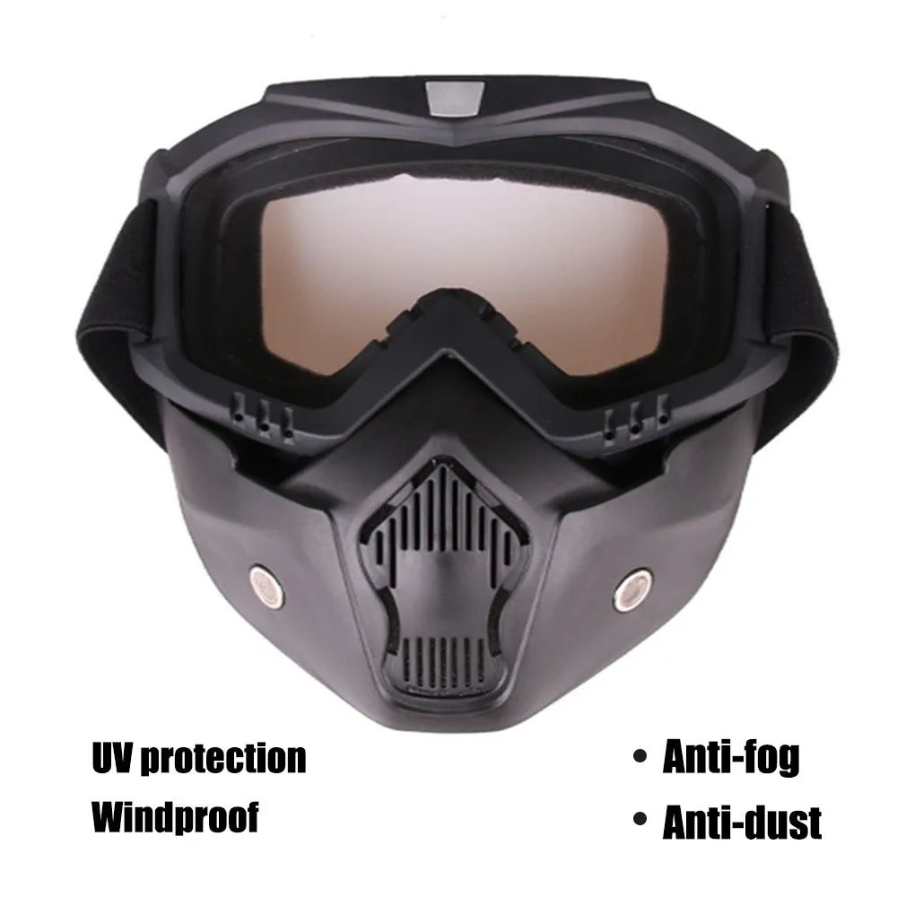 Наружные очки маска линзы с защитой от ультрафиолетовых лучей ветрозащитный мотоциклетный шлем езда Велоспорт очки со съемной лицевой маской - Цвет: Светло-желтый