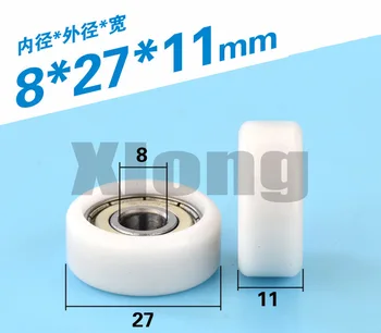 

6pcs 8*27*11mm 608ZZ Plastic Bearing Pulley POM Poly Formaldehyde Engineering Plastic Nylon Roller Drawer Showcase