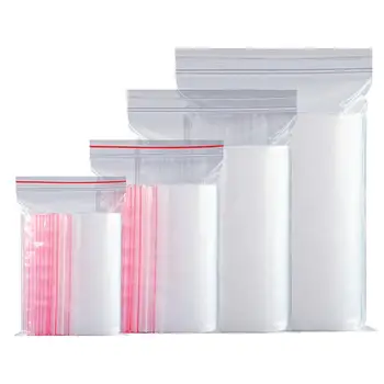 

100pcs PE Storage Food Ziplock Bag Reusable Transparent Sealed Bag Food Packaging Fresh-keeping Dust Bag Small Jewelry Packing
