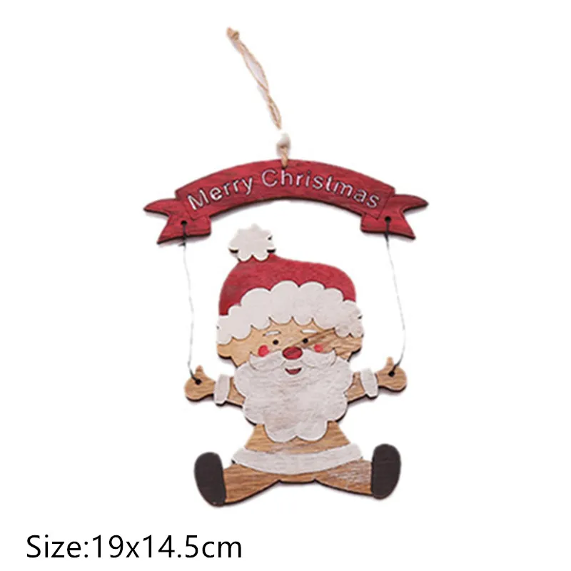 1pc-34-santa Рождественский Деревянный DIY кулон Noel гирлянды фигурные рождественские украшения для дома Natal Navidad дерево декор подарки на год - Цвет: 1pc-34-santa