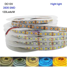 Гибкий Светодиодные ленты светильник белый/теплый высокое светильник 5 м DC12V 2835 SMD 120 светодиодный s/M IP20 белый/синий/лед-синий/розовый/синий/золотисто-желтый