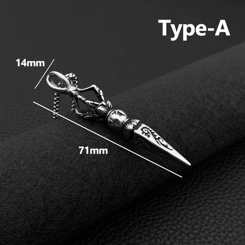 Stainless Steel Vajra Pendant Vintage Buddhist Jewelry Necklace Knife Beads Pendant Paracord Outdoor EDC Self defense Gear Tools
