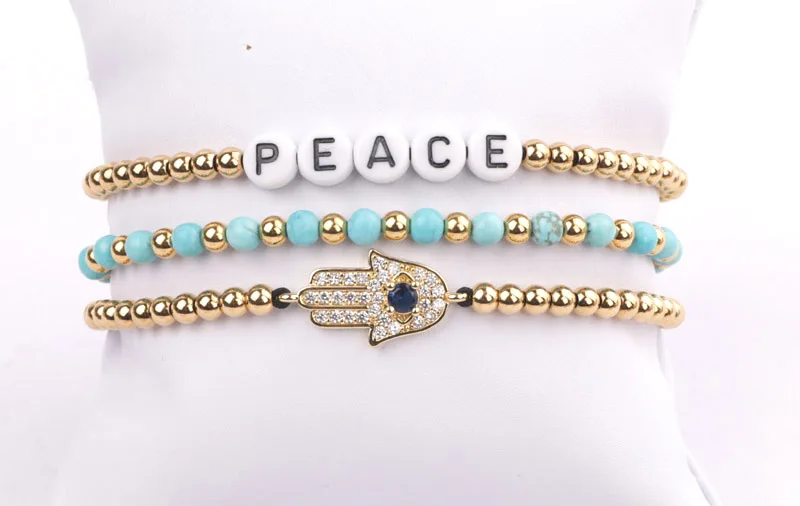 Fashion Beads Women Men Jewelry New Design Small 4mm Gold Stainless Steel Beads DIY Letters Inspired Bracelet Women Men