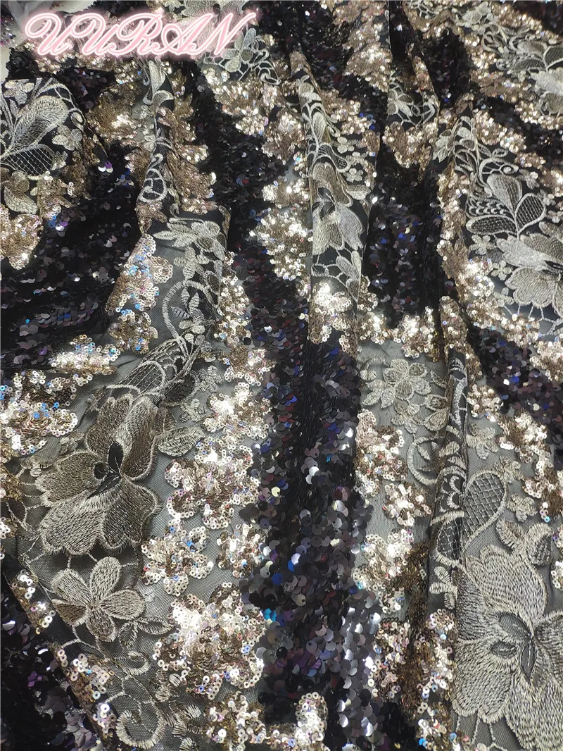 Нигерийская кружевная ткань с блестками африканская французская чистая кружевная ткань Золотая вышитая Тюлевая сетчатая кружевная ткань