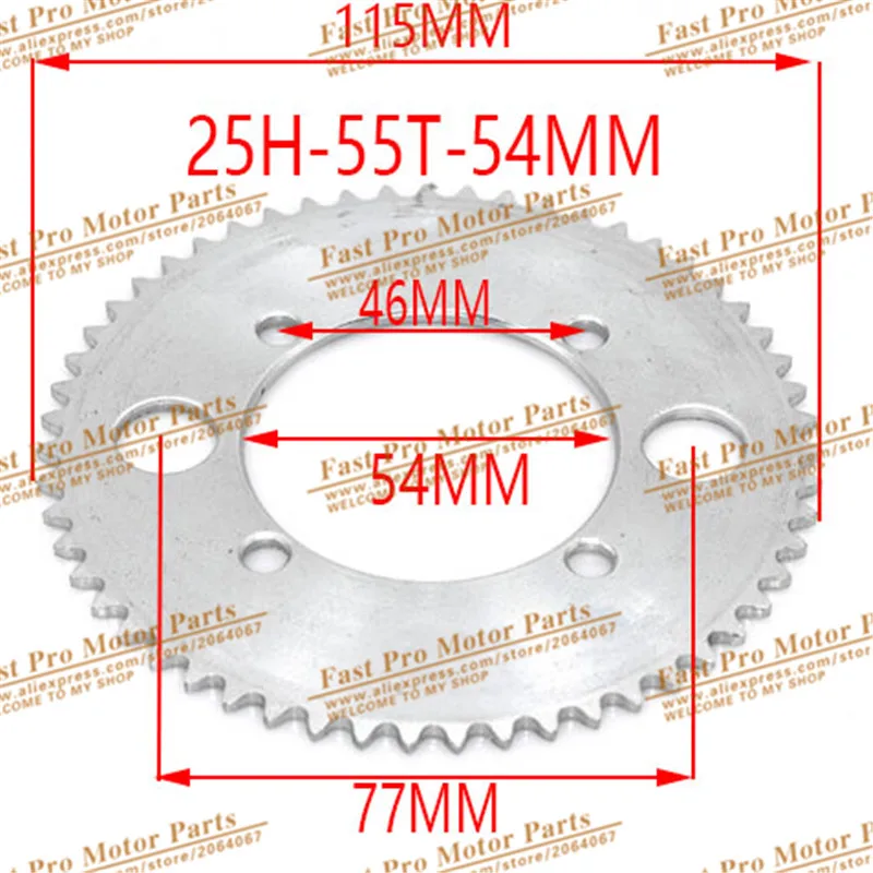 25H 55t 65t 68t 70t 80t 92t Tooth 29/54MM Rear Sprocket for 47CC 49CC Mini Moto ATV Quad Dirt Pit Pocket 2 Stroke Engine