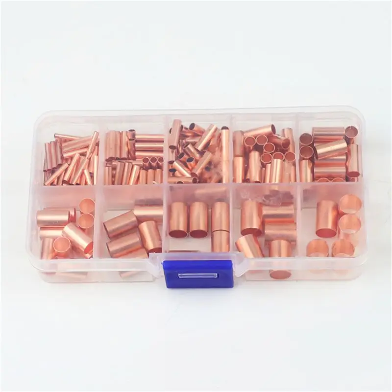

230PCS Copper Connecting Pipe Wire Joint Copper Tube 1.5/2.5/3/4/5/6/7/8mm