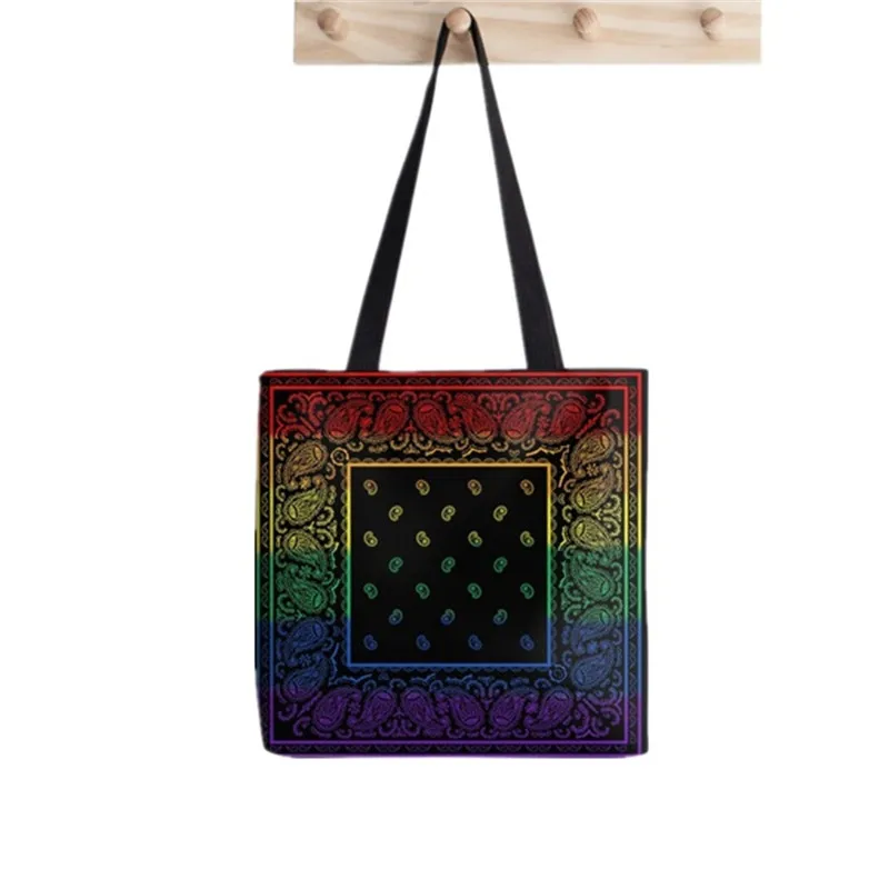 2021 Shopper Rainbow Bandana Pattern Print Tote Bag women Harajuku shopper handbag girl Shoulder shopping bag Lady Canvas Bag