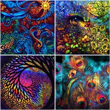 

5D DIY Diamond Painting Animals Full Square Round Drill Colored Feather Peacock Diamond Embroidery Cross Stitch Home Decor Gift