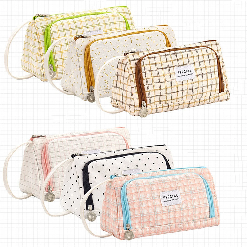 

Canvas Stationery Bag Multi-Function Large Capacity Portable Pen Bag Makeup Bag Small Fresh Pencil Cases Portable Storage Bag