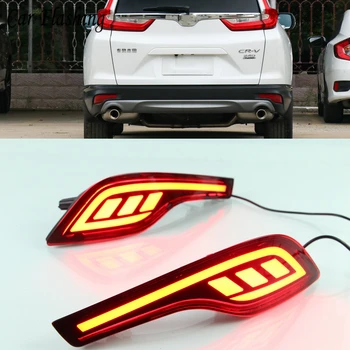 

CSGJMY 1Pair Red Lens LED Rear Bumper Reflector Lamp Tail Brake Light Fog Lamp For Honda CRV CR-V 2017 2018 2019