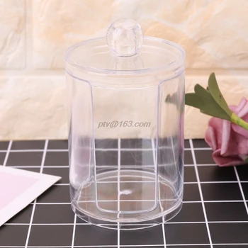 

Transparent Plastic Organizer Box Round Container Storage Makeup Cotton Pad Swab