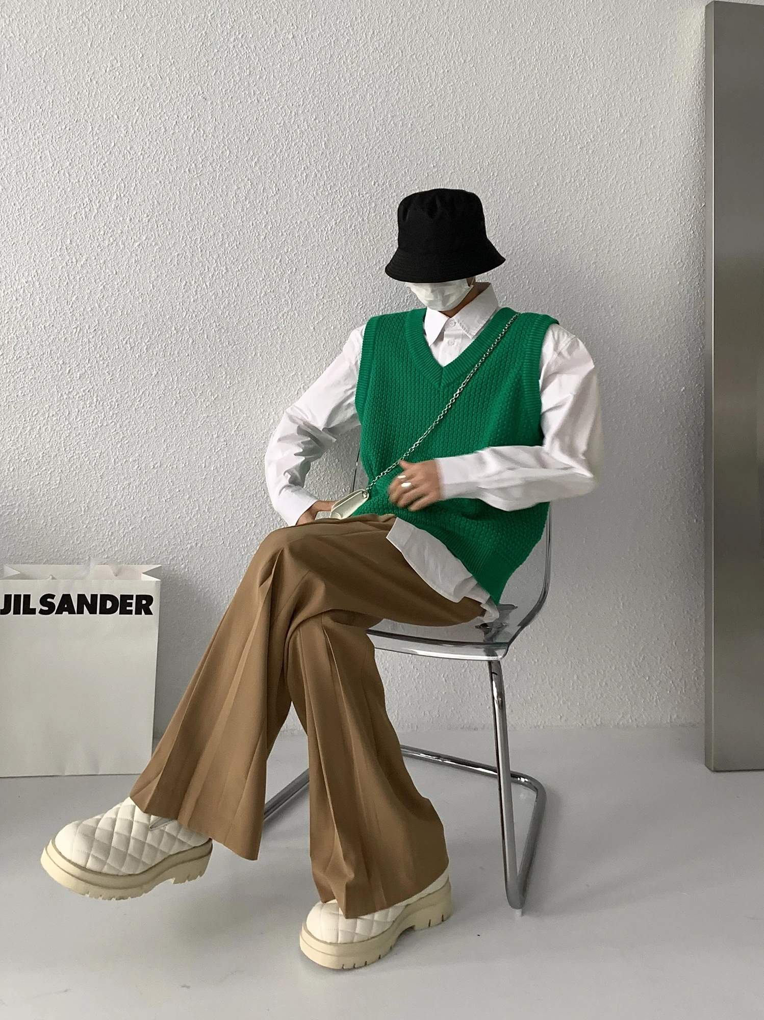 

Fashionable V-neck Sweater Vest Men's Knitted Vest Sleeveless 2021 Fall Simple Western-style All-match Top