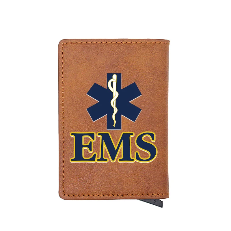 

Classic Vintage Emergency Medical Services EMS Printing Card Holder Wallet Men Women Leather Small Money Bag Male Purses