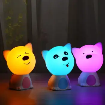 

LED Colorful Night Light USB Charging Silicone Cartoon Dog Baby Nursery Pat Lamp for Children