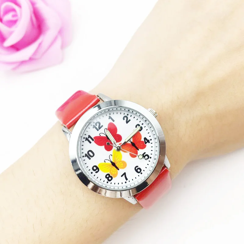 Милые детские наручные часы с мультяшками для девочек кварцевые наручные часы женские красочные бабочки дети студентов часы Relojes Montres