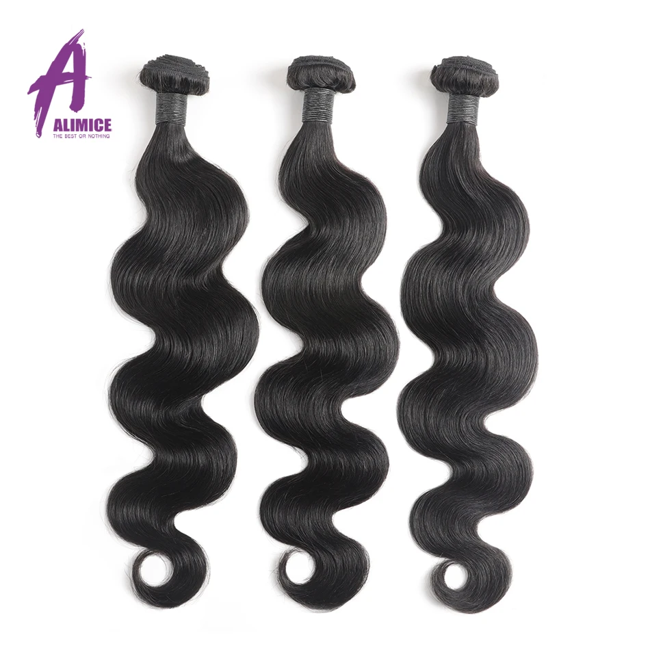 

Alimice Indian Body Wave Hair Bundles 8-30 inch 100% Human Hair Weave Bundles 4 Bundles Deal Natural Color Remy Hair Extensions