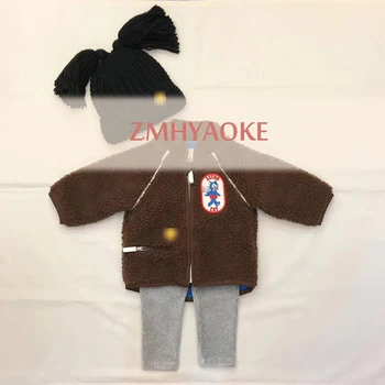 

Spot 2019 Winter ZMHYAOKE-BB Baby Girls Coat Cat Cartoon Lamb Velvet Winter Coat Girl Clothes Boy Jackets Kid Coat