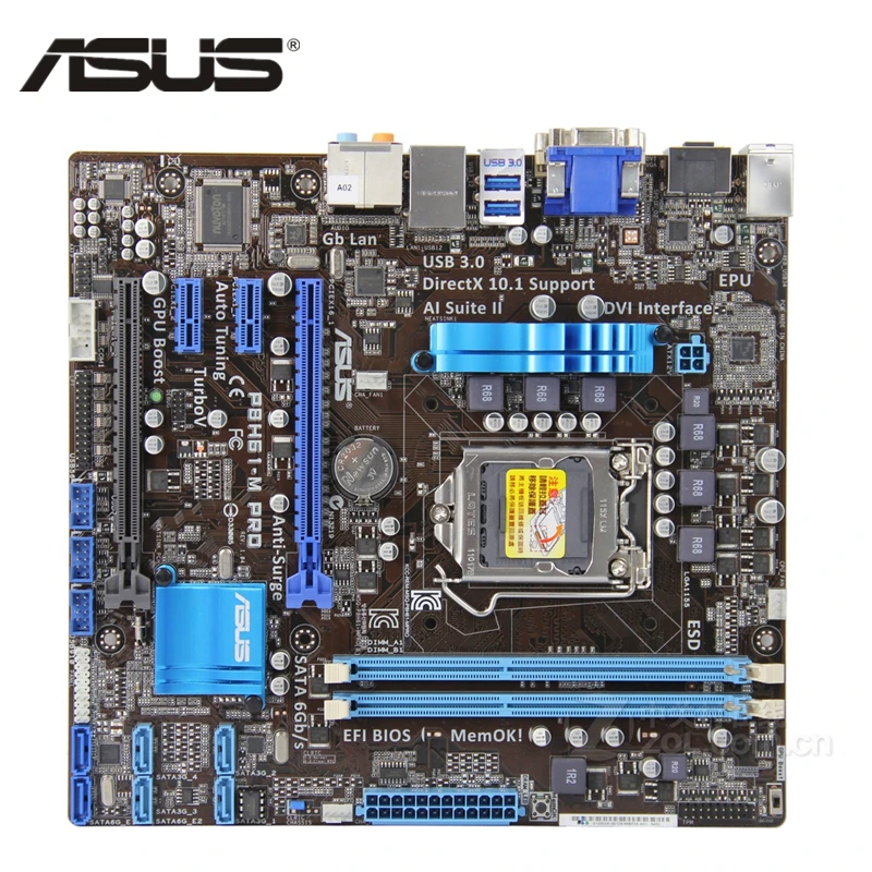 Оригинальная материнская плата ASUS P8H61 M Pro Материнская P8 H61 LGA 1155 uATX DDR3 DVI VGA USB3.0 16 ГБ