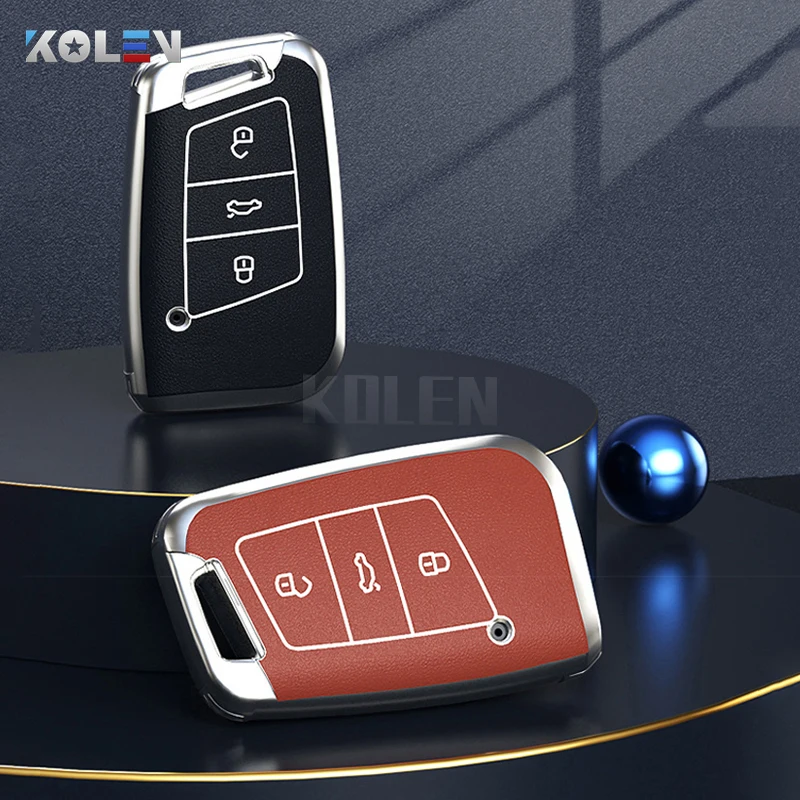 Tpu Leather Car Key Case Cover for VW Volkswagen Passat B8 Magotan Golf Skoda Kodiaq Superb A7