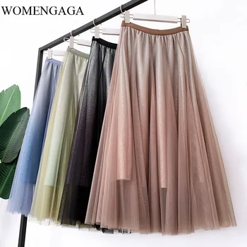 

Korea 2020 NEW Spring And Summer A-line Double Multi-layer Mesh Halfbody Skirt Wholesales High Waist Skirt Y091