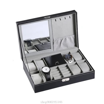 

Protable PU Leather Watches Organizer Display Collection Case Jewelry Earrings Rings Necklace Storage Box N03 20 Dropshipping