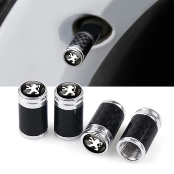 

4Pcs Carbon Fiber Car Styling Tire Metal Valve Dust Caps Badge For Peugeot 107 108 206 207 308 307 508 2008 3008 Car accessories
