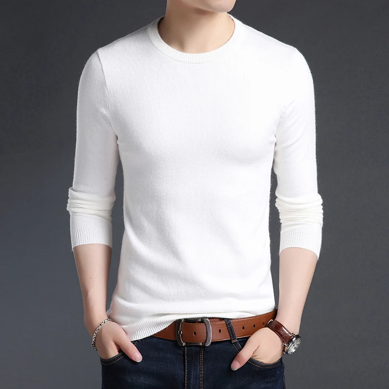 

Spring and autumn long sleeves knitted sweaters Men Solid color round neck loose bottoming shirt