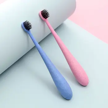 

2pc Children Kids Toothbrush Extra Soft Ultrafine Bristles with Wheat Straw Handle Compact Slim Head Travel Portable Oral Care