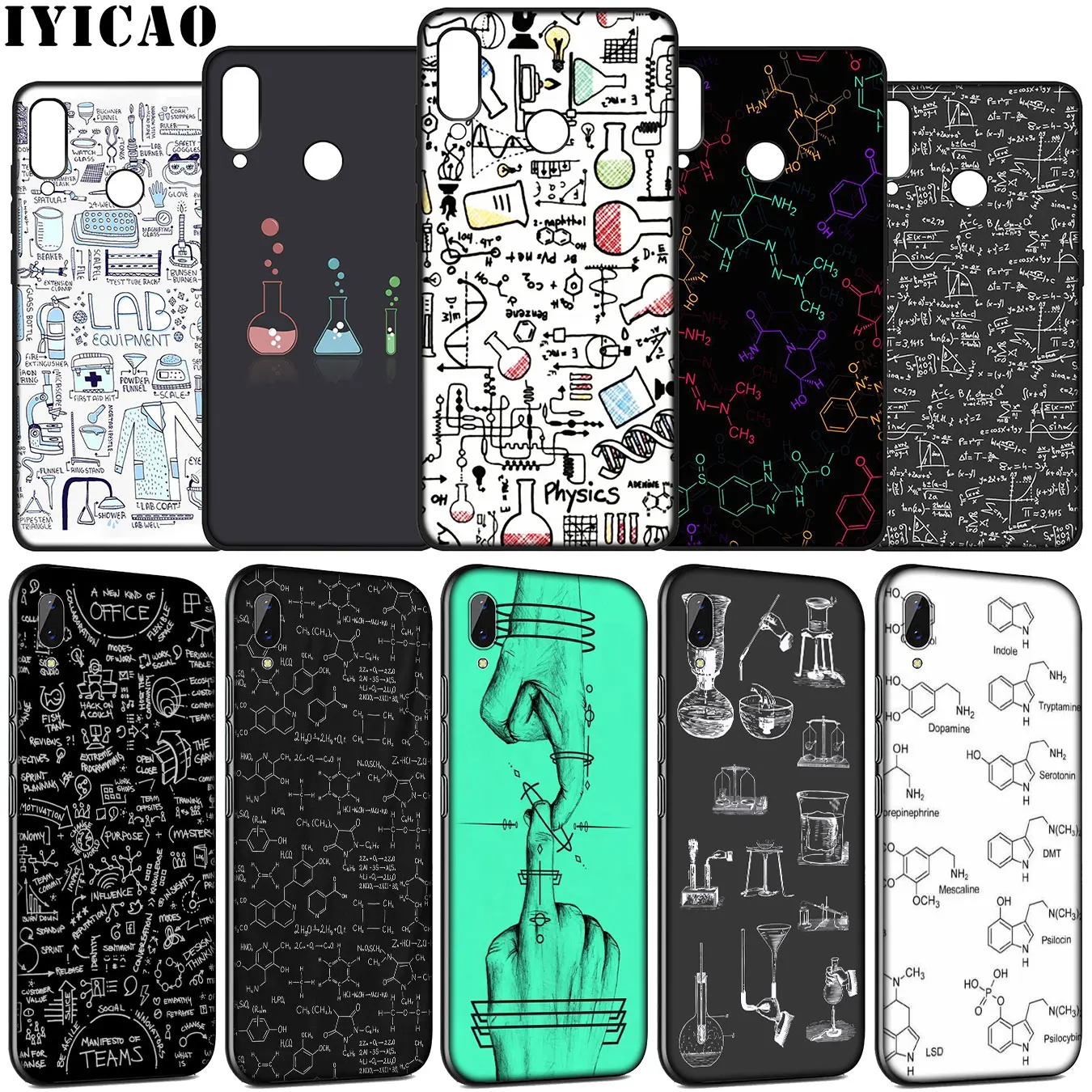 Мягкий силиконовый чехол IYICAO с химическим рисунком для Huawei Y9 Y7 Y6 Prime 2019 Honor view 20 8C 8X