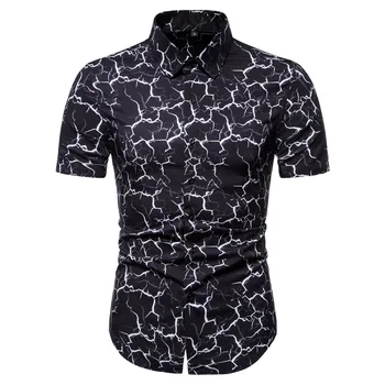 

YS091 Summer Clothing Large Size Short-Sleeved Shirt Printed Men's European Size Short Sleeve Men Shirt