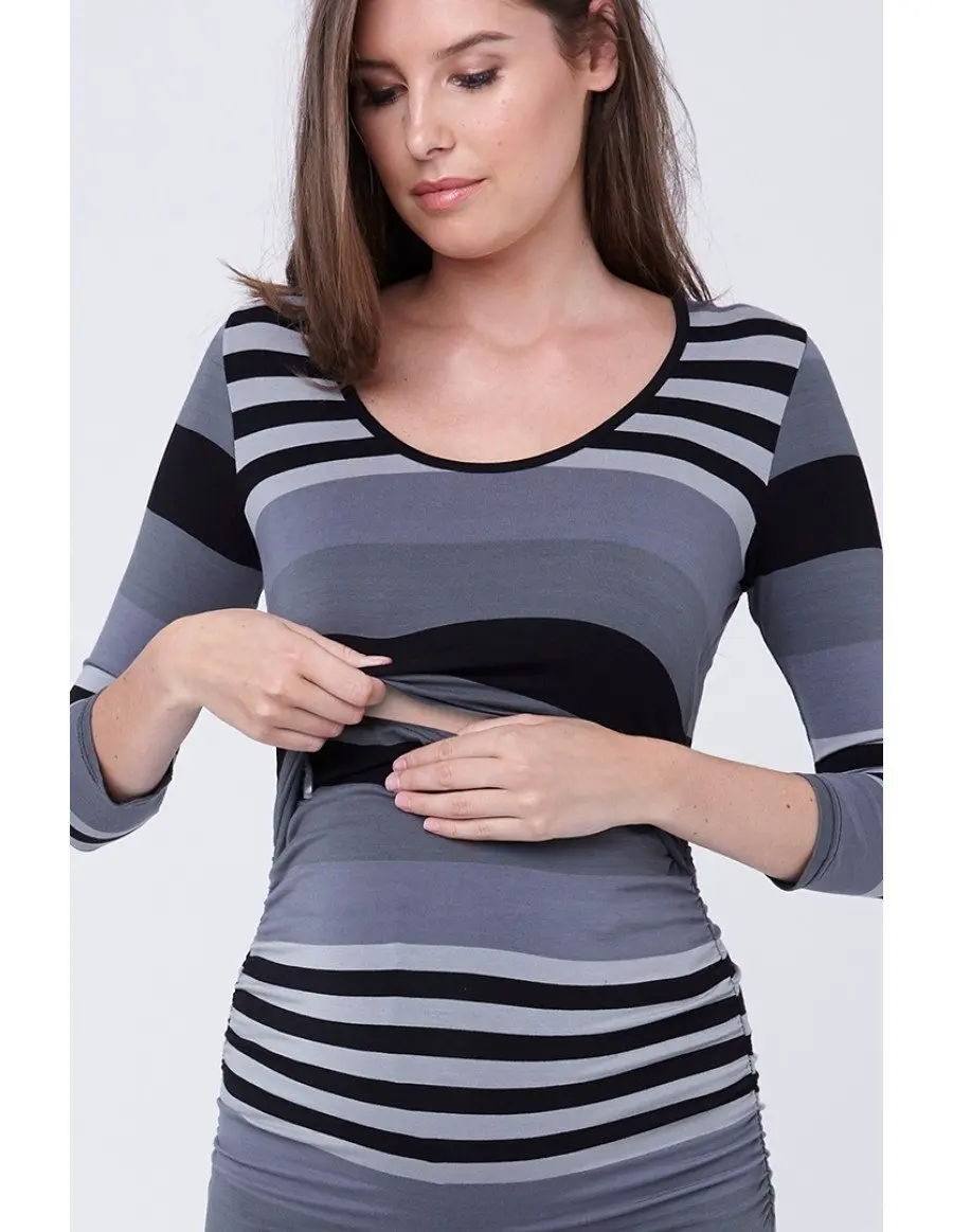 2020 Fashion New Maternity Dress Pregnant Breastfeeding Dress Slim fit Casual Striped Dress for Pregnant Women Nursing Dress